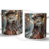 PEAKY PAWS CLUB - FELINE FINE - Ginger LaPerm Cat Mug Metal Signs
