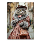 PEAKY PAWS CLUB - FELINE FINE - Grey Tabby Cat Fridge Magnet Metal Signs