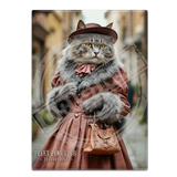 PEAKY PAWS CLUB - FELINE FINE - Grey Tabby Cat Fridge Magnet Metal Signs