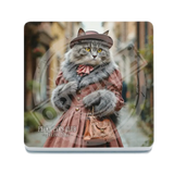 PEAKY PAWS CLUB - FELINE FINE - Grey Tabby Cat Melamine Coaster Metal Signs