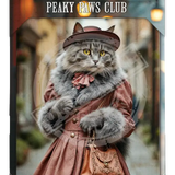 PEAKY PAWS CLUB - FELINE FINE - Grey Tabby Cat Mini Metal Sign 15cm x 20cm Metal Signs
