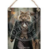 PEAKY PAWS CLUB - FELINE FINE - Maine Coone Cat Dangler Metal Signs