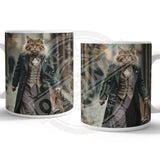 PEAKY PAWS CLUB - FELINE FINE - Maine Coone Cat Mug Metal Signs