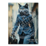 PEAKY PAWS CLUB - FELINE FINE - Russian Blue Cat Fridge Magnet Metal Signs