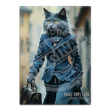 PEAKY PAWS CLUB - FELINE FINE - Russian Blue Cat Fridge Magnet Metal Signs