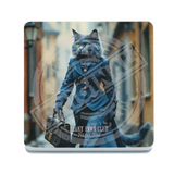 PEAKY PAWS CLUB - FELINE FINE - Russian Blue Cat Melamine Coaster Metal Signs