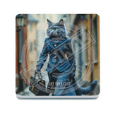 PEAKY PAWS CLUB - FELINE FINE - Russian Blue Cat Melamine Coaster Metal Signs