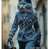 PEAKY PAWS CLUB - FELINE FINE - Russian Blue Cat Mini Metal Sign 15cm x 20cm Metal Signs