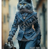 PEAKY PAWS CLUB - FELINE FINE - Russian Blue Cat Mini Metal Sign 15cm x 20cm Metal Signs