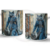 PEAKY PAWS CLUB - FELINE FINE - Russian Blue Cat Mug Metal Signs