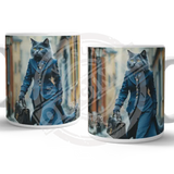 PEAKY PAWS CLUB - FELINE FINE - Russian Blue Cat Mug Metal Signs