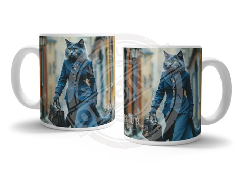 PEAKY PAWS CLUB - FELINE FINE - Russian Blue Cat Fridge Magnet Metal Signs