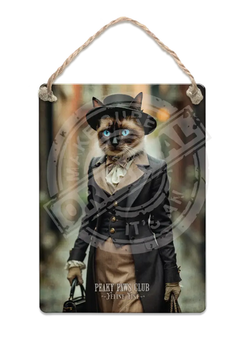 PEAKY PAWS CLUB - FELINE FINE - Siamese Cat Fridge Magnet Metal Signs