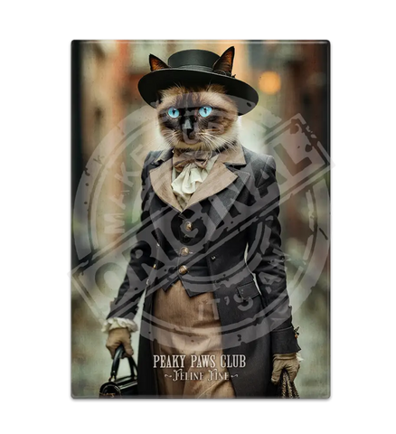 PEAKY PAWS CLUB - FELINE FINE - Siamese Cat Fridge Magnet Metal Signs
