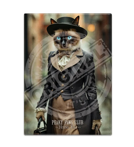 PEAKY PAWS CLUB - FELINE FINE - Siamese Cat Fridge Magnet Metal Signs