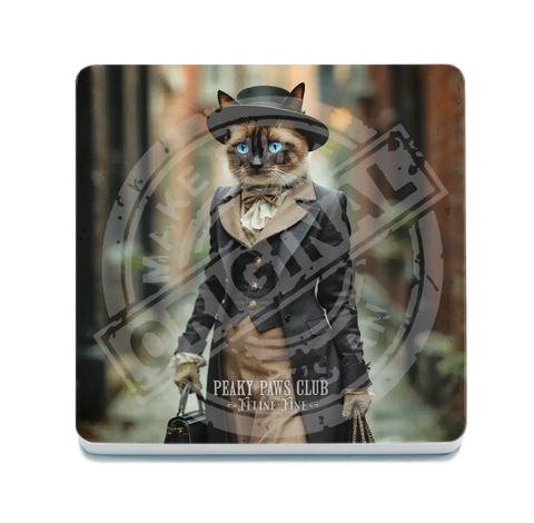 PEAKY PAWS CLUB - FELINE FINE - Siamese Cat Fridge Magnet Metal Signs