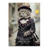 PEAKY PAWS CLUB - FELINE FINE - Tabby Cat Fridge Magnet Metal Signs
