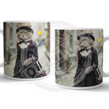 PEAKY PAWS CLUB - FELINE FINE - Tabby Cat Mug Metal Signs