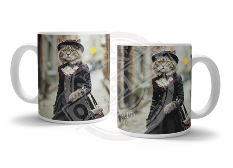 PEAKY PAWS CLUB - FELINE FINE - Tabby Cat Fridge Magnet Metal Signs