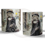 PEAKY PAWS CLUB - FELINE FINE - Tabby Cat Mug Metal Signs
