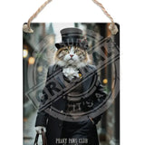 PEAKY PAWS CLUB - FELINE FINE - Tabby Ginger Cat Dangler Metal Signs