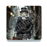 PEAKY PAWS CLUB - FELINE FINE - Tabby Ginger Cat Melamine Coaster Metal Signs