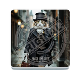 PEAKY PAWS CLUB - FELINE FINE - Tabby Ginger Cat Melamine Coaster Metal Signs