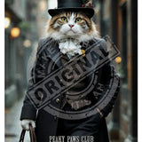 PEAKY PAWS CLUB - FELINE FINE - Tabby Ginger Cat Mini Metal Sign 15cm x 20cm Metal Signs