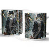 PEAKY PAWS CLUB - FELINE FINE - Tabby Ginger Cat Mug Metal Signs