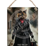 PEAKY PAWS CLUB - FELINE FINE - Tortoiseshell Cat Dangler Metal Signs