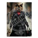 PEAKY PAWS CLUB - FELINE FINE - Tortoiseshell Cat Fridge Magnet Metal Signs