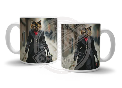 PEAKY PAWS CLUB - FELINE FINE - Tortoiseshell Cat Fridge Magnet Metal Signs