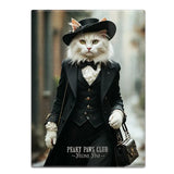 PEAKY PAWS CLUB - FELINE FINE - White Cat Blue Cat Fridge Magnet Metal Signs