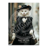 PEAKY PAWS CLUB - FELINE FINE - White Cat Blue Cat Fridge Magnet Metal Signs