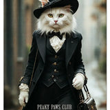 PEAKY PAWS CLUB - FELINE FINE - White Cat Blue Cat Mini Metal Sign 15cm x 20cm Metal Signs