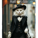 PEAKY PAWS CLUB - FELINE FINE - White Cat Black Hat Mini Metal Sign 15cm x 20cm Metal Signs