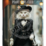 PEAKY PAWS CLUB - FELINE FINE - White Cat Black Hat Mini Metal Sign 15cm x 20cm Metal Signs