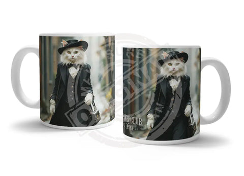 PEAKY PAWS CLUB - FELINE FINE - White Cat Blue Cat Fridge Magnet Metal Signs