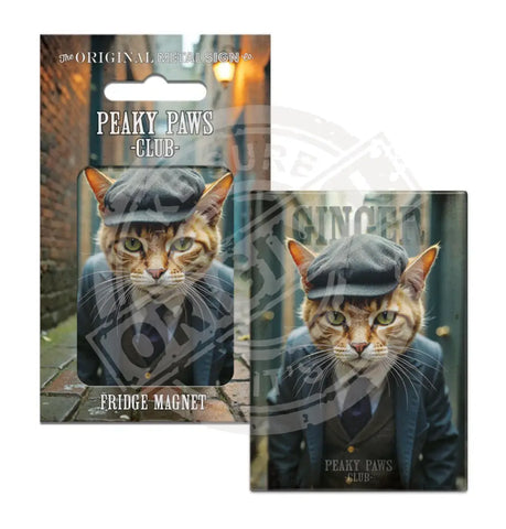 PEAKY PAWS CLUB - Ginger Cat Fridge Magnet Metal Signs