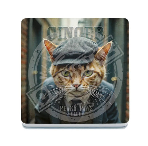 PEAKY PAWS CLUB - Ginger Cat Fridge Magnet Metal Signs
