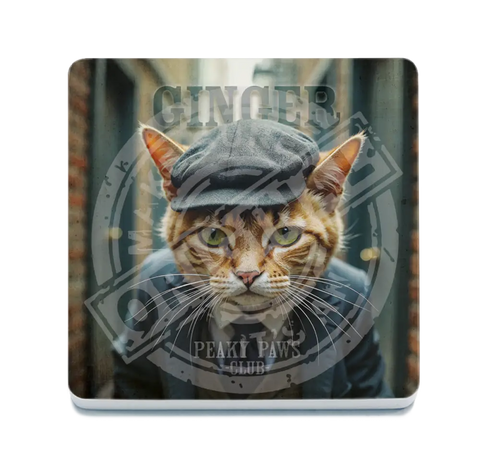 PEAKY PAWS CLUB - Ginger Cat Fridge Magnet Metal Signs