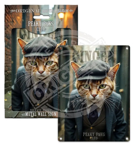 PEAKY PAWS CLUB - Ginger Cat Fridge Magnet Metal Signs