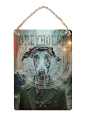 PEAKY PAWS CLUB - Greyhound Fridge Magnet Metal Signs