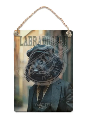 PEAKY PAWS CLUB - Labradoodle Black Fridge Magnet Metal Signs