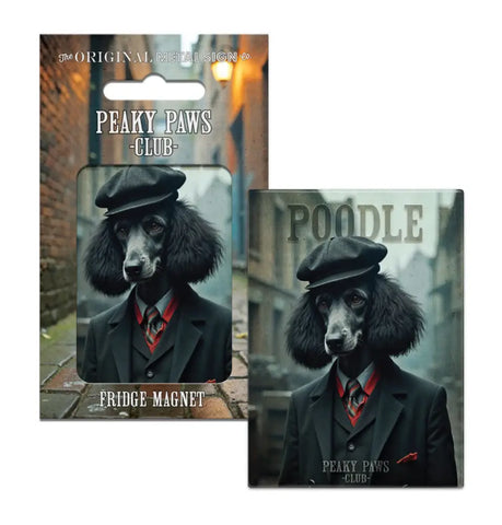 PEAKY PAWS CLUB - Labradoodle Black Fridge Magnet Metal Signs