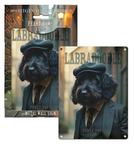PEAKY PAWS CLUB - Labradoodle Black Fridge Magnet Metal Signs
