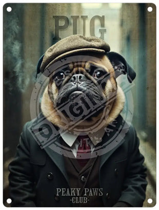 Peaky Paws Club - Pug Metal Signs