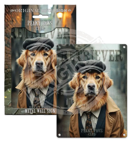 PEAKY PAWS CLUB - Retriever Fridge Magnet Metal Signs