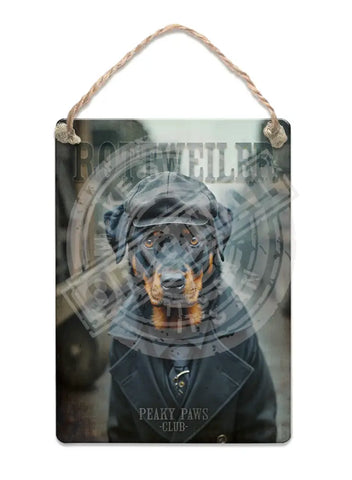 PEAKY PAWS CLUB - Rottweiler Fridge Magnet Metal Signs