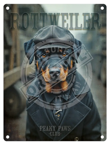 PEAKY PAWS CLUB - Rottweiler Fridge Magnet Metal Signs